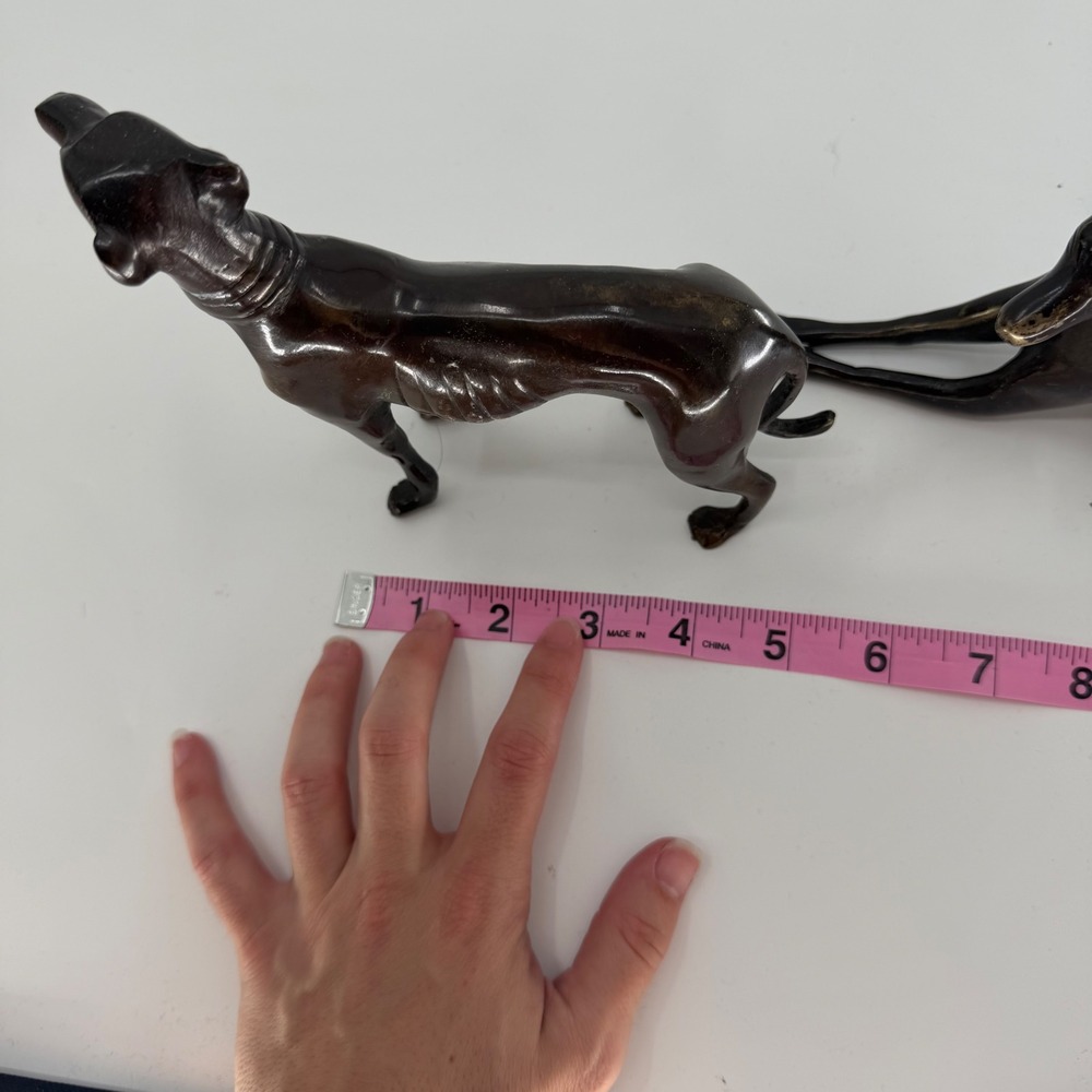 Vintage Brass Greyhound Whippet Dog Figurines Set of 2 Bronze Finish India - Picture 7 of 8